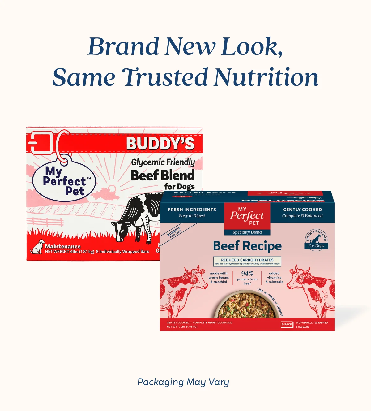 My Perfect Pet Beef Recipe Reduced Carbohydrates (Buddy's) Food for Dogs 4lb