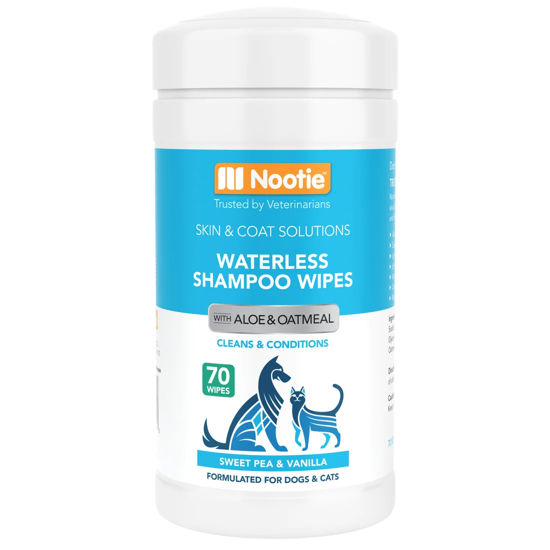 Nootie Waterless Shampoo Wipes with Aloe & Oatmeal Sweet Pea & Vanilla